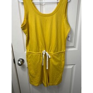 NWT Old Navy Beach Romper Shortalls Women Yellow Jersey Tank Size L‎
